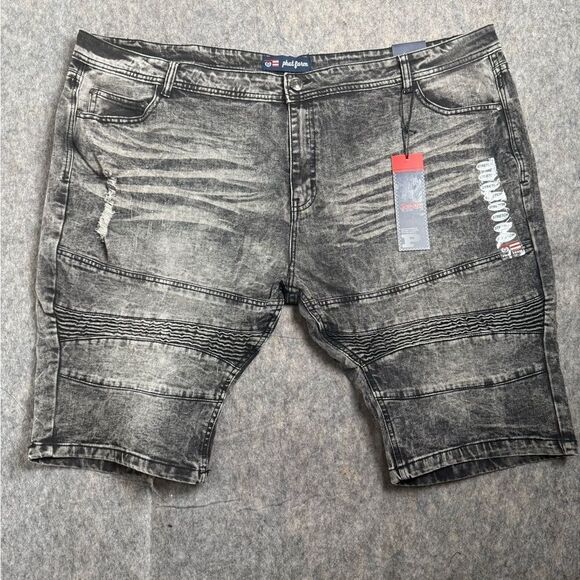 Phat Farm Jeans Shorts Men's 46 Gray Denim Stretch 5-Pockets Mid Rise Distressed - Picture 1 of 6